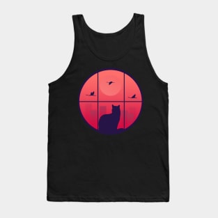 A Lonely Cat at Sunset Tank Top